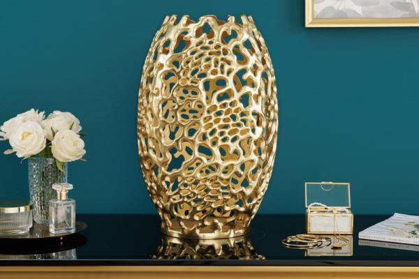 Filigránska váza ABSTRACT LEAF 40 cm, zlatá