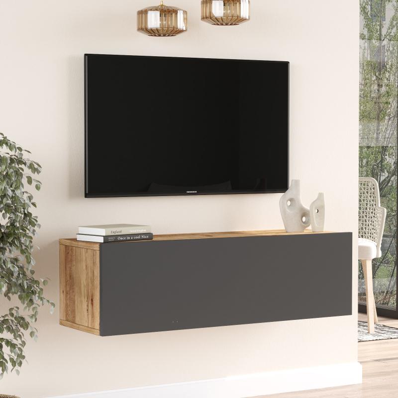 Elegantný TV stolík FRA III 100 cm, MDF, prírodný, šedý
