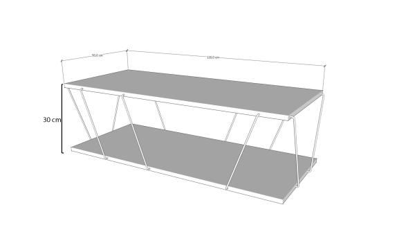 Moderný konferenčný stolík CANAZ 120 cm, MDF, biely, čierny