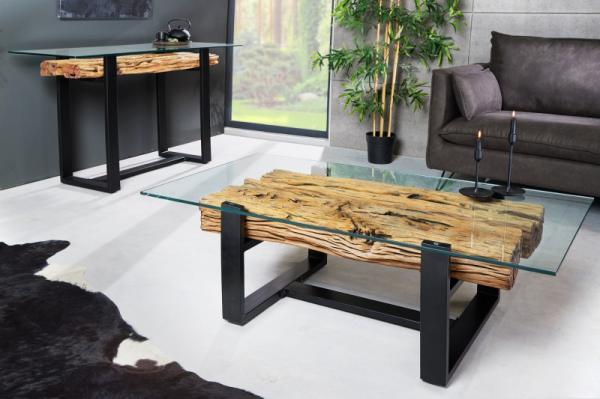 Masívny konzolový stolík BARRACUDA 150 cm, teak, prírodný