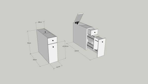 Praktická toaletná skrinka SMART 110 cm, MDF, biela