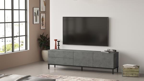 Elegantný TV stolík LUVIO 170 cm, MDF, šedý