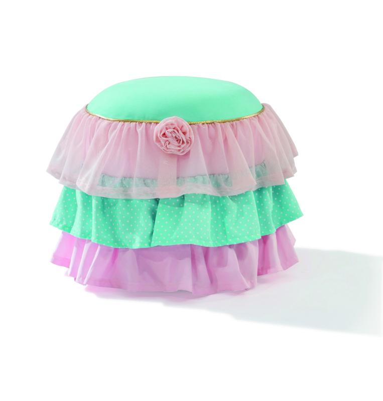 Detský taburet ROSE 50 cm, tkanina, ružový, zelený