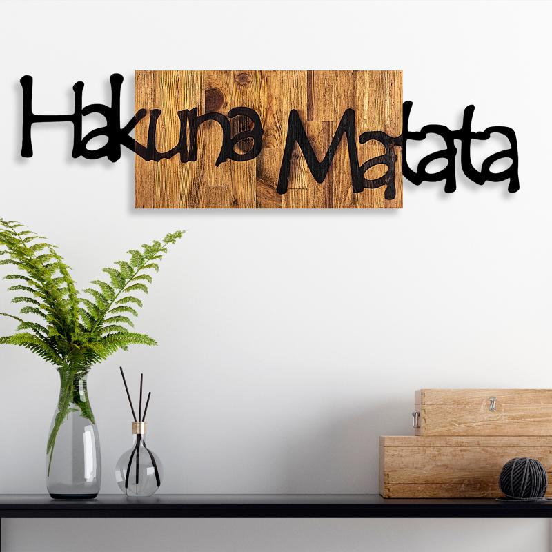 Masívna dekorácia na stenu HAKUNA MATATA 108 cm, orech
