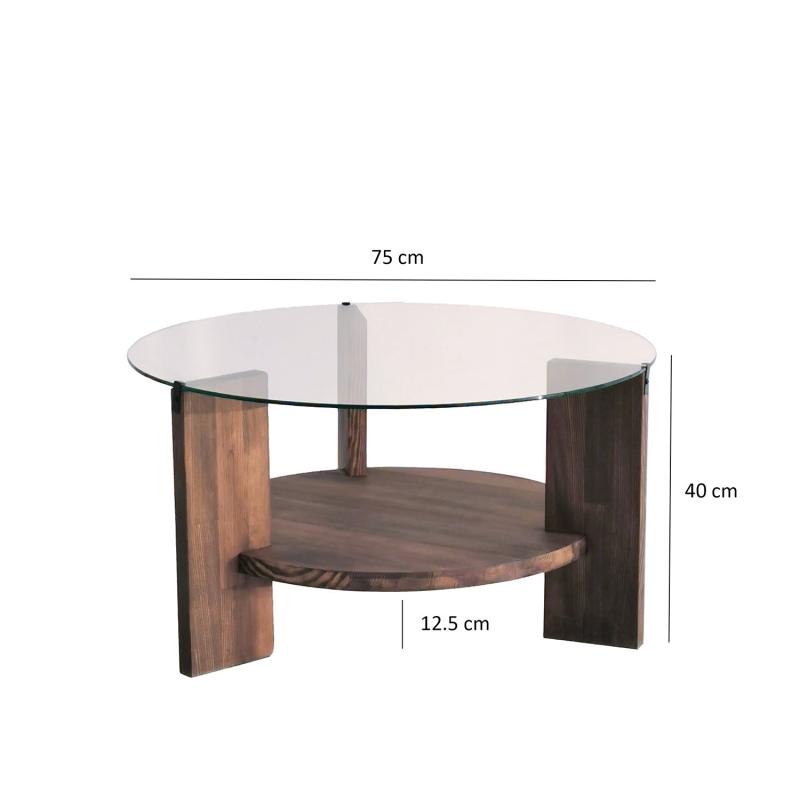 Masívny konferenčný stolík MONDO 75 cm, hnedý