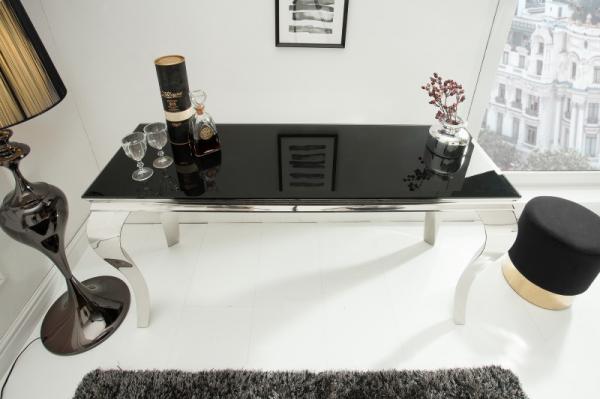 Elegantný konzolový stolík MODERN BAROQUE 145 cm čierny, opálové sklo
