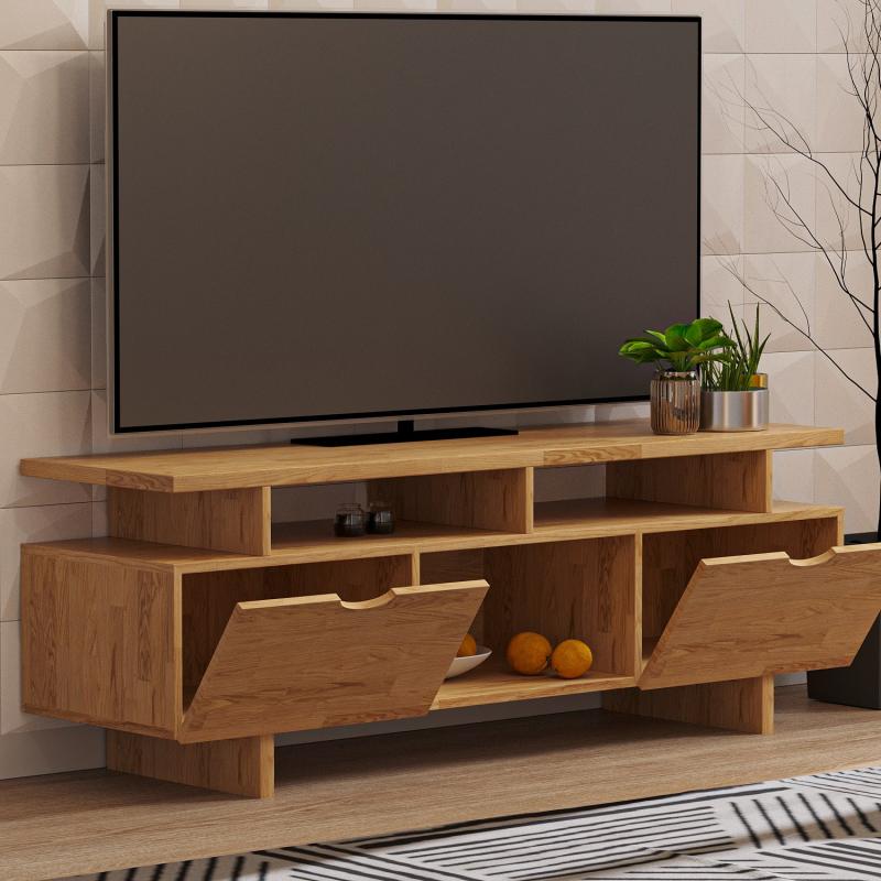 Masívny TV stolík BANAO 160 cm, borovica, prírodný