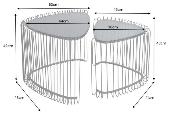 Moderná súprava 2 príručných stolíkov VARIATION 55 cm, čierna
