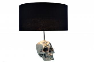 Extravagantná stolová lampa SKULL 44 cm čierna so striebornou lebkou