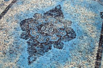 Orientálny bavlnený koberec PURE UNIQUE 240 x 160 cm geometrický vzor, modrý