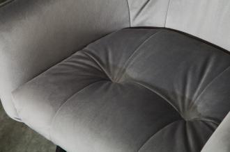 Retro barová stolička LOFT 100 cm s podrúčkami, zamat, strieborno šedá