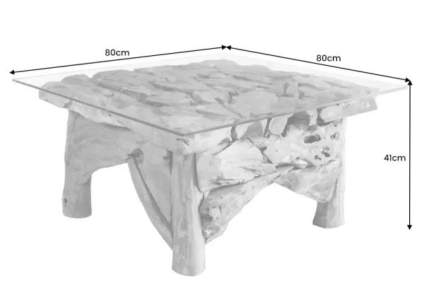 Ručne vyrobený konferenčný stolík RIVERSIDE 80 cm teak, prírodný