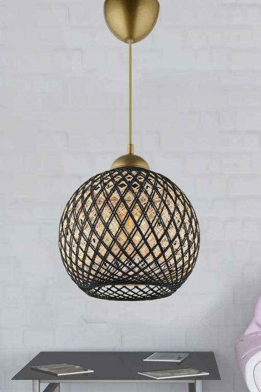 Elegantná závesná lampa DALA 22 cm, čierna, zlatá