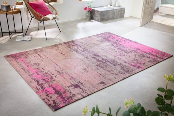 Vintage bavlnený koberec MODERN ART 240 x 160 cm  použitý vzhľad, béžovo ružový