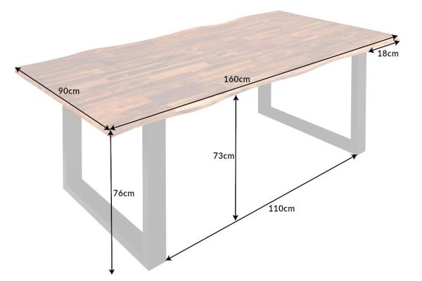Masívny jedálenský stôl GENESIS 160 cm akácia, hnedá