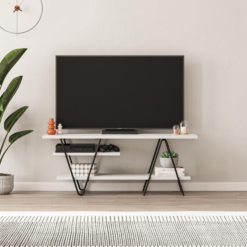TV stolík ESSEL SIDE 110 cm, MDF, biely