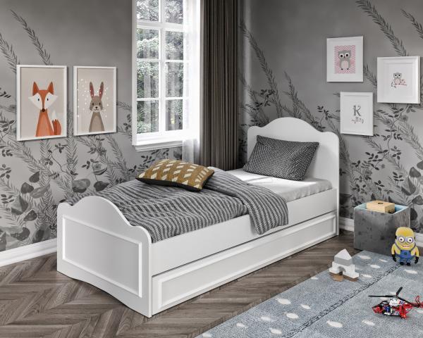 Rozťahovacia detská posteľ CUVARS 90x190 cm, MDF, biela