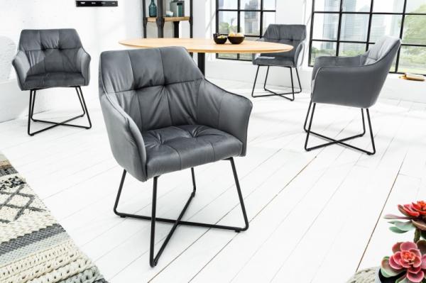 Exkluzívna dizajnová stolička LOFT vintage strieborno šedá, zamat