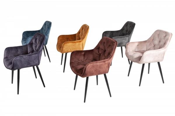Dizajnová stolička MILANO šedozelený zamat s prešívaním Chesterfield
