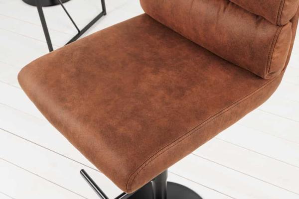 Elegantná výškovo nastaviteľná barová stolička COMFORT, starožitná hnedá, mikrovlákno