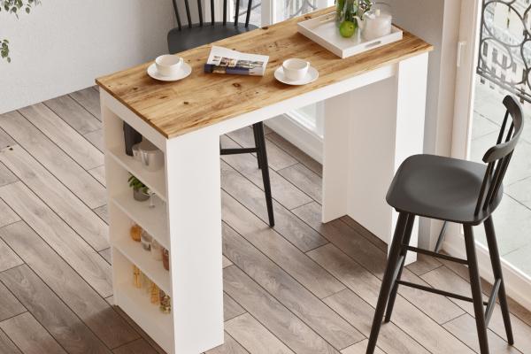 Dizajnový barový stôl STAW 120 cm, MDF, biely