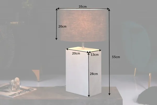 Elegantná stolová lampa NOBLE 55 cm, biela, mramor