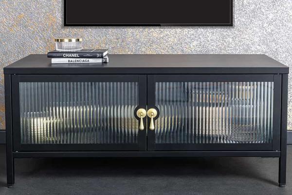 Moderná TV skrinka AMSTERDAM 90 cm, čiernozlatá, kovová