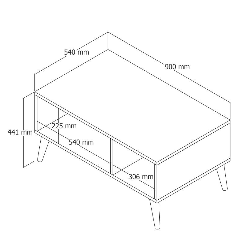 Dizajnový konferenčný stolík EXXEN 90 cm, MDF, dubová dýha, biely