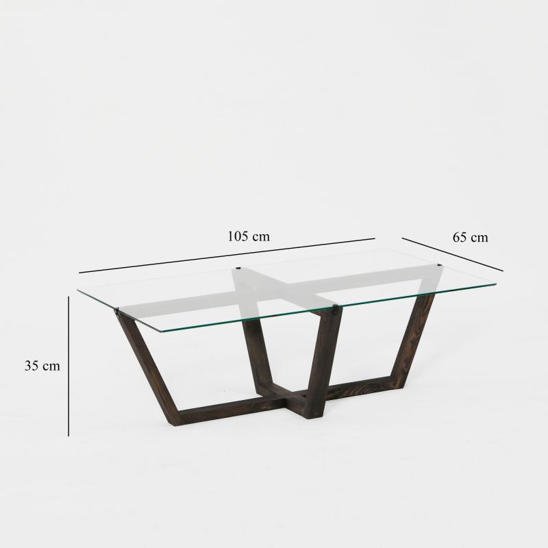 Dizajnový konferenčný stolík AMALFI 105 cm, tvrdené sklo, borovica, antracit