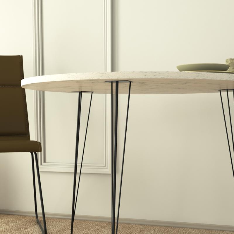 Moderný jedálenský stôl SANDALF 90 cm, MDF, biely, čierny, okrúhly