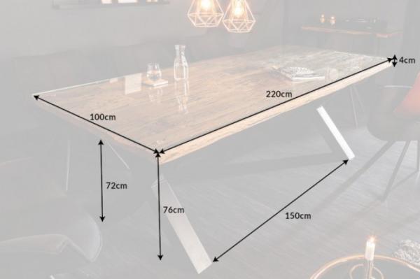 Jedálenský masívny stôl EUPHORIA BARRACUDA X 220 cm, prírodný