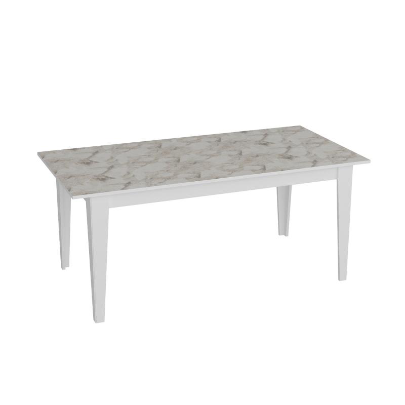 Elegantný jedálenský stôl POLKA 180 cm, biely, mramorový vzhľad