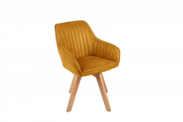 Otočná dizajnová stolička LIVORNO, horčicovo zltá, zamat