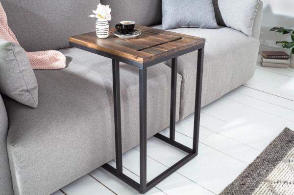 Priemyselný stolík SCANDINAVIA 43 cm akátové drevo s držiakom na tablety