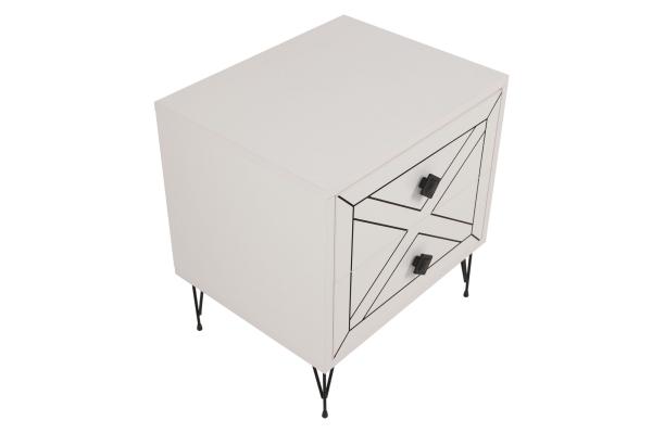 Nočný stolík LUNA 50 cm, MDF, borovica, biela