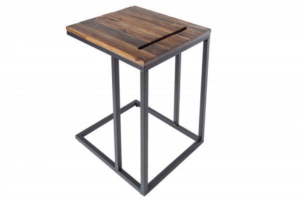 Priemyselný stolík SCANDINAVIA 43 cm akátové drevo s držiakom na tablety