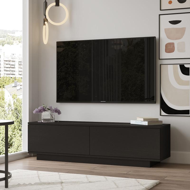 Moderný TV stolík FONDA 140 cm, MDF, čierny