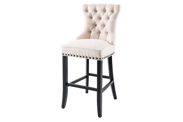 Dizajnová barová stolička CASTLE béžová, čierna, štruktúrovaná látka