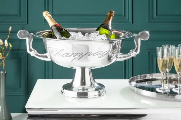 Exkluzívny chladič na šampanské CHAMPAGNE 65 cm strieborný leštený