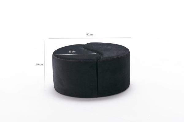 Dizajnový taburet ALIS 80 cm, zamat, čierny