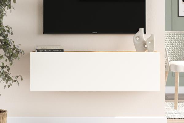 Elegantný TV stolík FRA III 100 cm, MDF, prírodný, biely