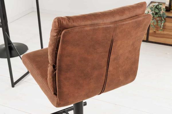 Elegantná výškovo nastaviteľná barová stolička COMFORT, starožitná hnedá, mikrovlákno