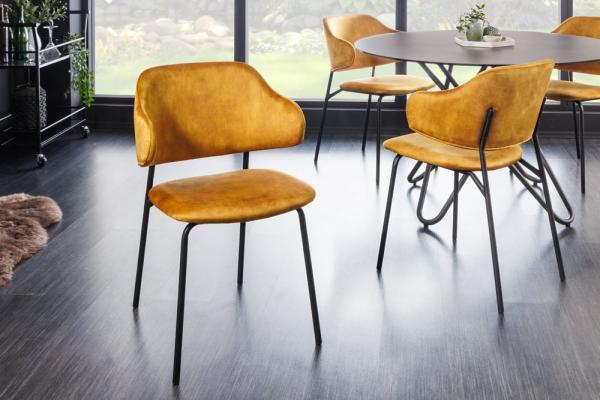 Dizajnová stolička VOGUE, horčicovožltá, zamat