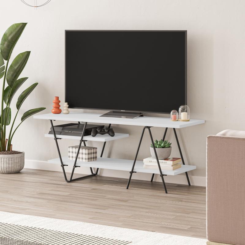 TV stolík ESSEL SIDE 110 cm, MDF, biely