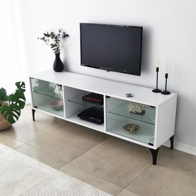 Dizajnový TV stolík TOKIO 160 cm, MDF, biely