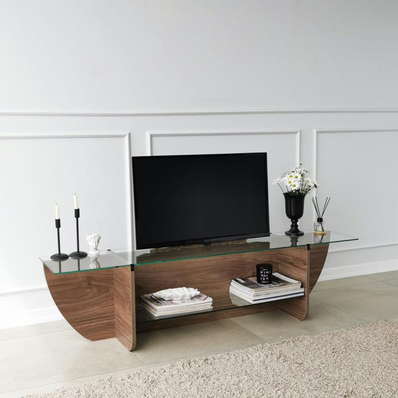 Dizajnový TV stolík BUBBLE 158 cm, orech, hnedý