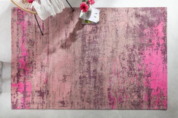 Vintage bavlnený koberec MODERN ART 240 x 160 cm  použitý vzhľad, béžovo ružový