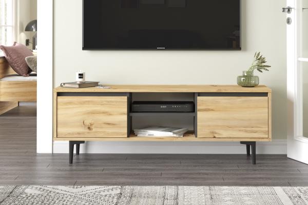 Elegantný TV stolík ARCA 140 cm, MDF, svetlohnedý
