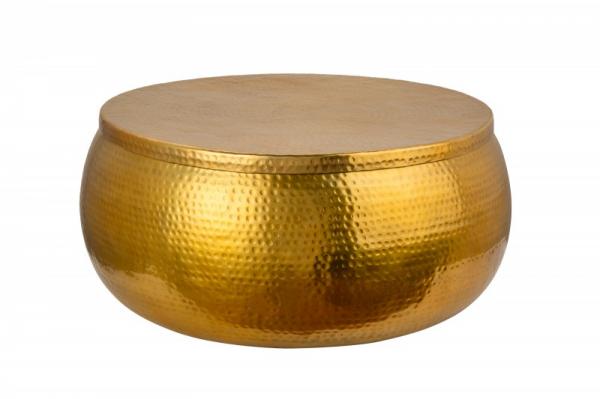 Ručne vyrobený stolík ORIENT 70 cm tepaný dizajn, zlatý