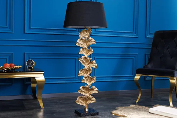 Dizajnová stojanová lampa GINKGO 122 cm, čierna, zlatá